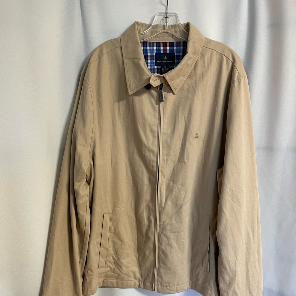 Brooks Brothers Outerwear Plaid Lined Beige Zip-Up Jacket Men’s Size: XL